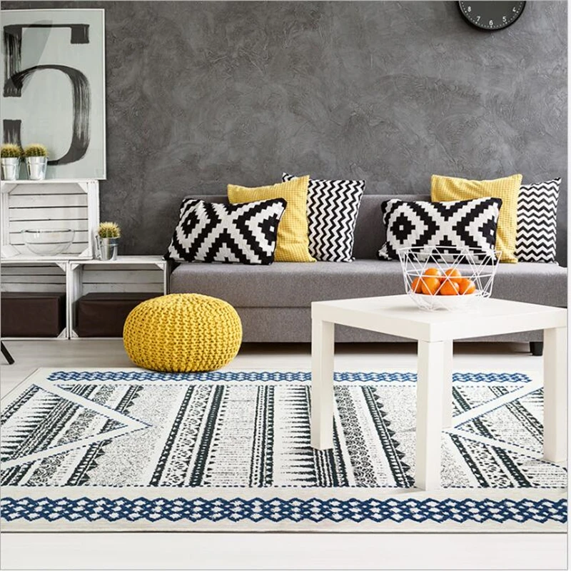 Chenille Nordic Geometric Retro Ethnic Style Carpet Bedroom Hairless Floor Mat Living Room Carpet Area Rug for Living Room  Rug