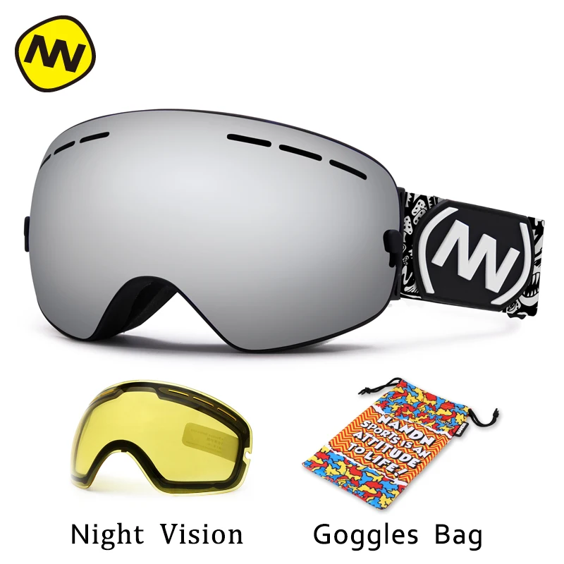 NANDN brand ski goggles UV400 anti fog big ski mask glasses skiing men