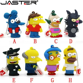 

JASTER Cartoon Simpsons Homer Bart USB Flash Drive 4GB 8GB 16GB 32GB 64GB Flash Memory Disk Police USB Pen Drive Pendrive gift