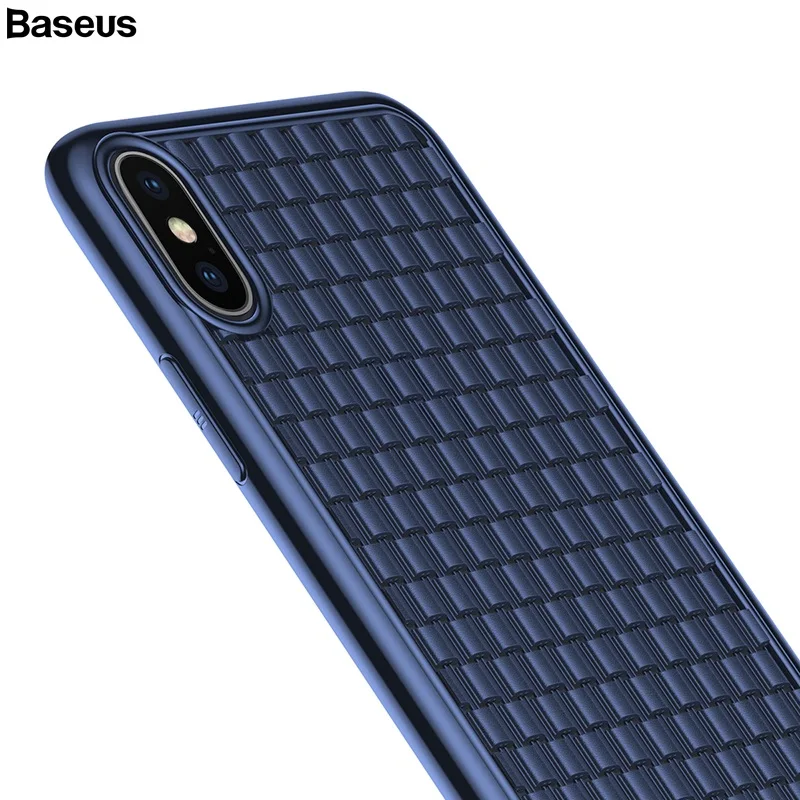 BASEUS модный плетеный чехол для iPhone XS/XS Max/XR телефона с кожаным лицевым дизайном