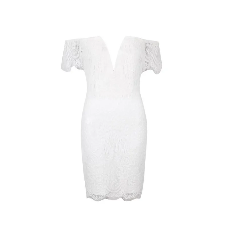 Белый; комплект люксовых туфель Для женщин Vestido с открытыми плечами кружевная мини-юбка Звездное Бандажное Для женщин, для ночного клуба, вечерние платья