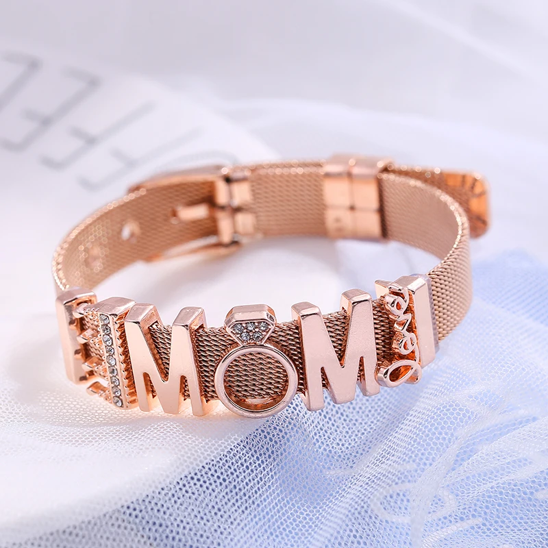 BAOPON Jewelry The Perfect Match Mesh Bracelet Set with LOVE MOM Charms Beads Fine Stainless Steel Beacelet Bangles Mom Gift - Image 4