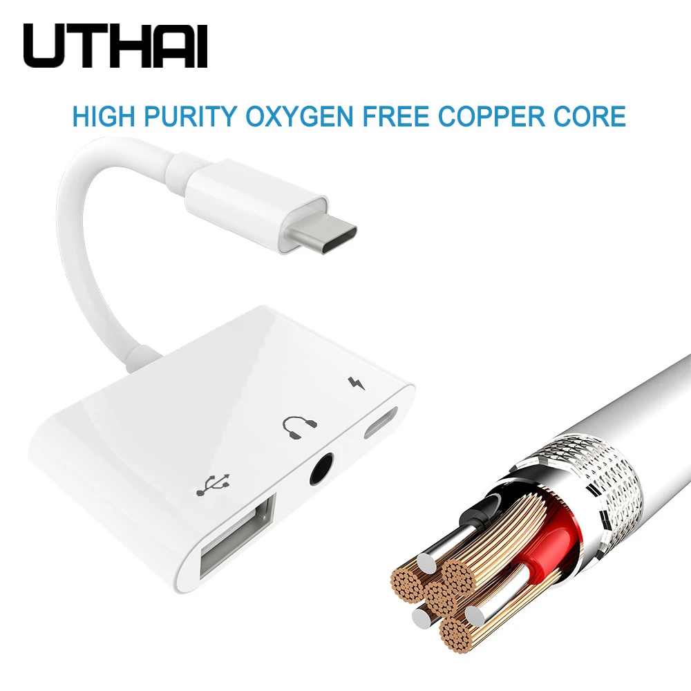 UTHAI C35 тип-c до 3,5 мм аудио USB OTG адаптер USB-C к PD интерфейс быстрой зарядки Мульти адаптер для Macbook Android otg