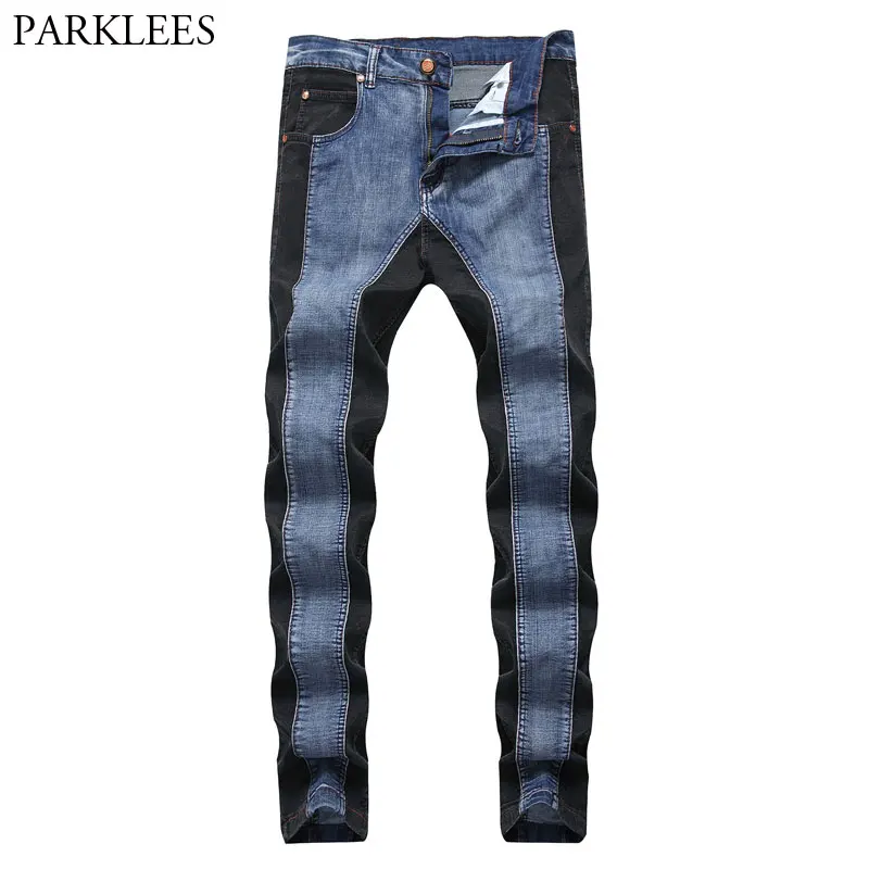 

Fashion Patchwork Skinny Jeans Men Hi Street Hip Hop Pencil Jeans Homme Casual Slim Elastic Denim Trousers Spijkerbroek Mannen