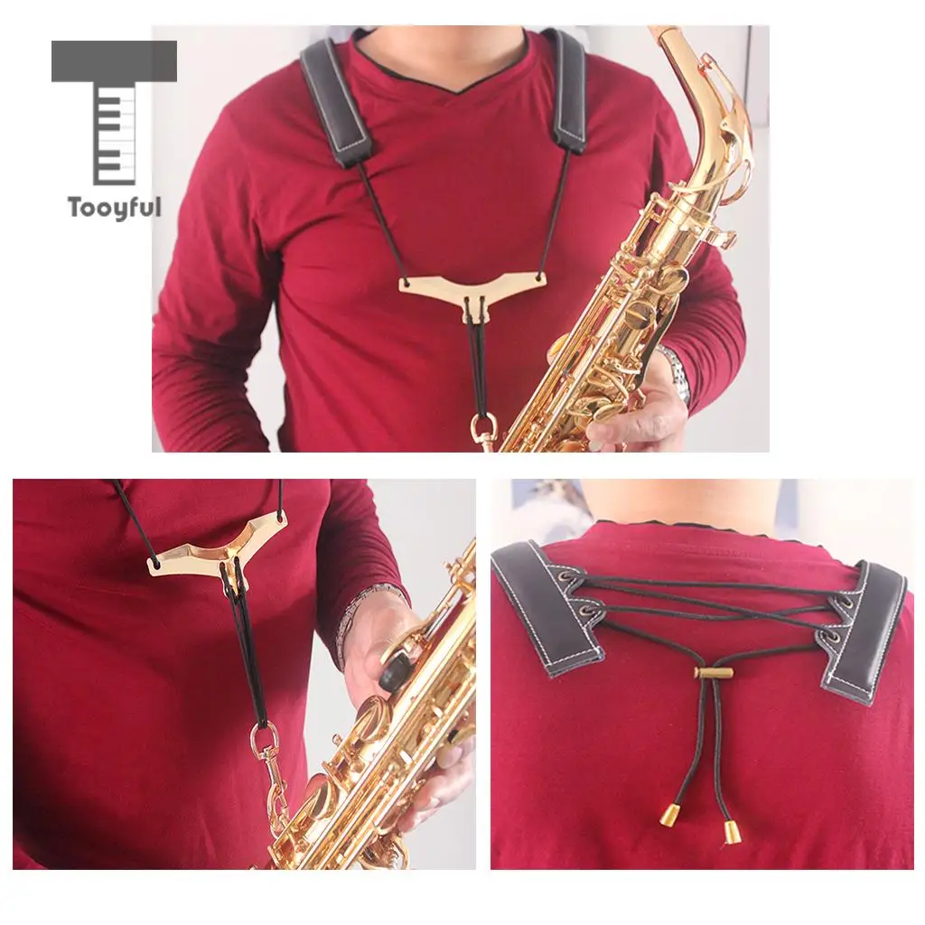 Tooyful Universal Saxophone Shoulder Neck Strap Adjustable Sax Harness Belt for Saxophonist Stage Accessory DIY