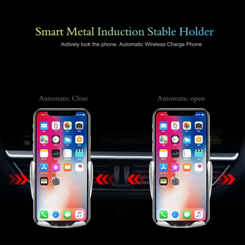 Автомобильное беспроводное зарядное устройство Qi для iPhone XS Max X 8 10w быстрая