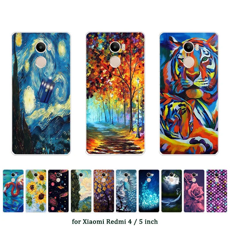 Fundas For Xiaomi Redmi 4 Case Soft TPU Silicone Oill Printed Phone Cases Redmi4 5.0 inch Cover | Мобильные телефоны и