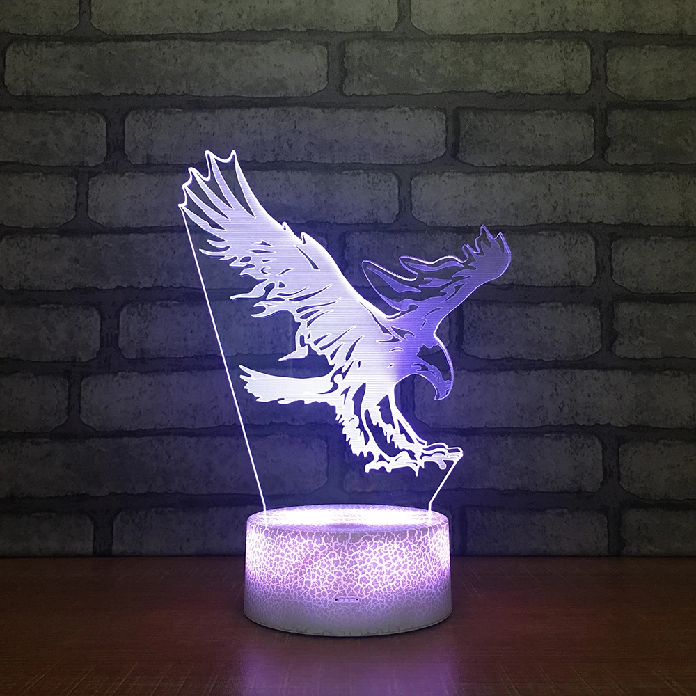 The eagle wings3D ночник креативная Иллюзия 3d лампа светодиодный 7 цветов Изменение Настольная лампа для Детский Рождественский подарок