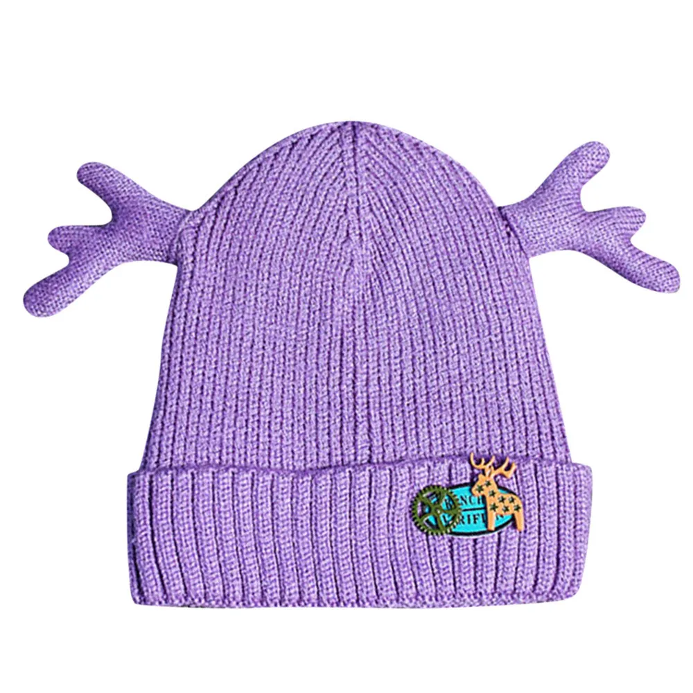 Детские вязаные шапки с оленьими рогами зимние вязаный крючком мальчиков и