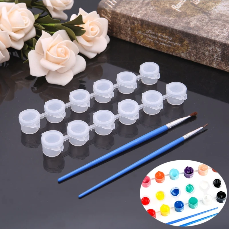 2*6 Joint Pigment Box mit 2 pc Malerei Pinsel Malerei Acryl Farbe Lieferungen Zeichnung Kunst Bildung Zeichnung Lagerung