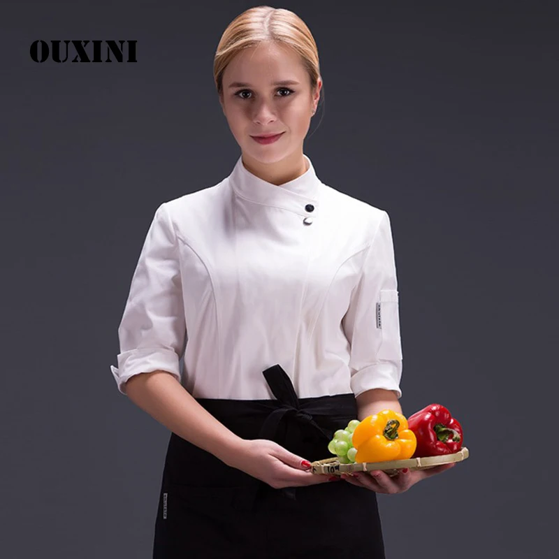 

food chef kitchen jacket white Hotel Uniform summer restaurant Waiter Workwear Clothing women's kitchen jacket