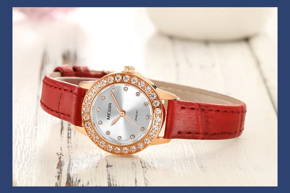 Женские сверкающие роскошные часы MEGIR, маленькие дамские часики цвета розового золота с бесплатной прямой доставкой, Reloj Mujer Damen Uhren Montres Femme