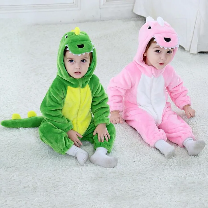 2018 Infant Cosplay Dinosaur Romper Baby Boys Girls Jumpsuit New born Clothing Hooded Toddler Clothes Cute Romper Baby Costumes
