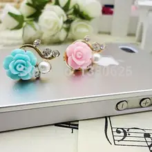 Модные Стиль цельнорезиновый цветок Пылезащитная заглушка для 3,5mm наушники-затычки для мобильных телефонов ухо Кепки заглушка от пыли для Iphone Пылезащитная заглушка Samsung