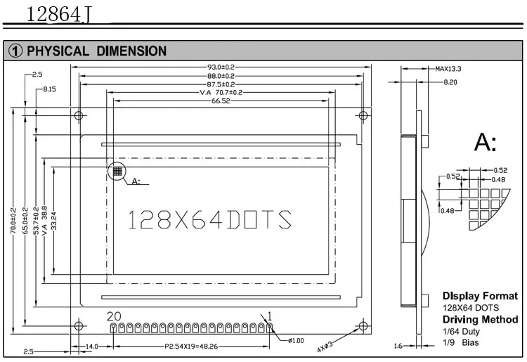 2 шт./лот LCM12864R 128x64 точек Графический голубой цвет Подсветка ЖК-дисплей Дисплей модуль ST7920 контроллер