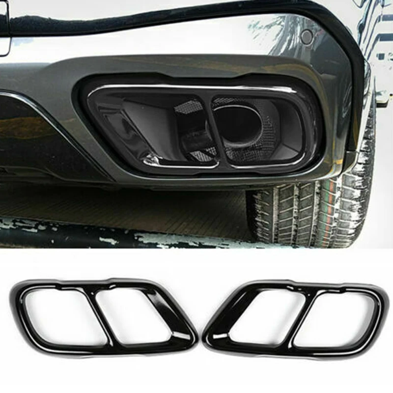 

2 Pcs Steel Black Car Exhaust Mufflers Cover Trim For BMW X5 G05 X7 G07 2019 2020 Exhaust Mufflers Cover