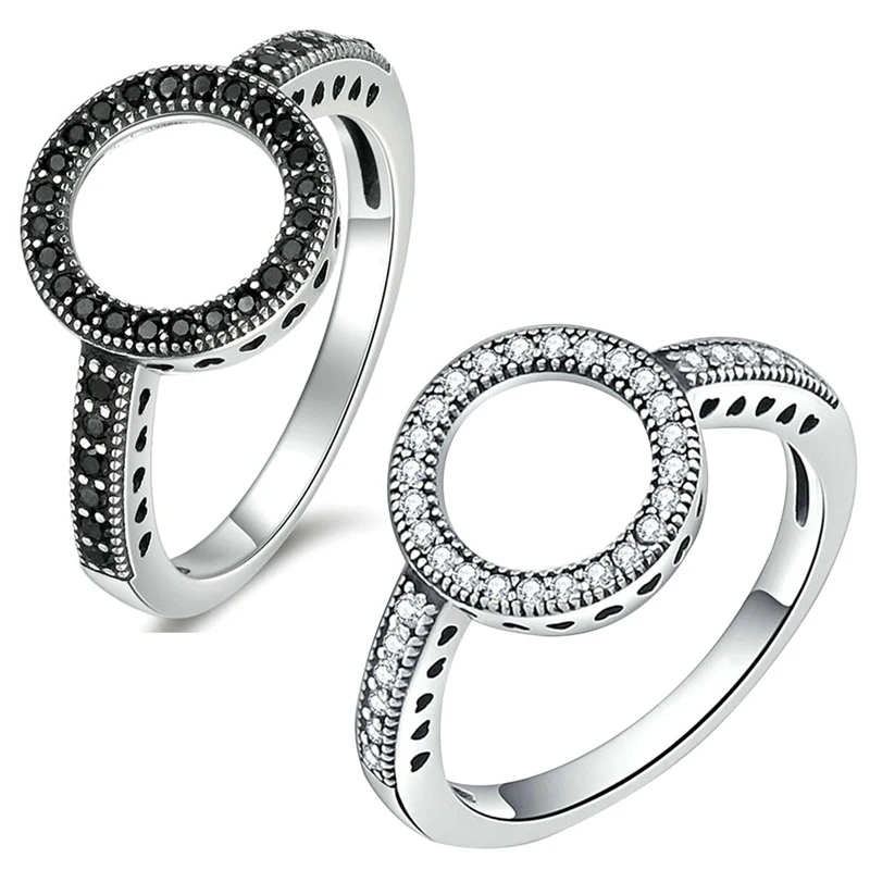 FDLK    Fashion Rhinestone Halo Ring Hollow Round Cubic Zirconia Finger Ring Female Wedding Engagement Rings Jewelry Gfts