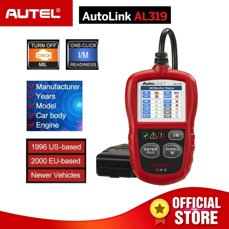 Autel Автоссылка AL319 OBD2 код ридер OBDII Авто сканер автомобильный диагностический