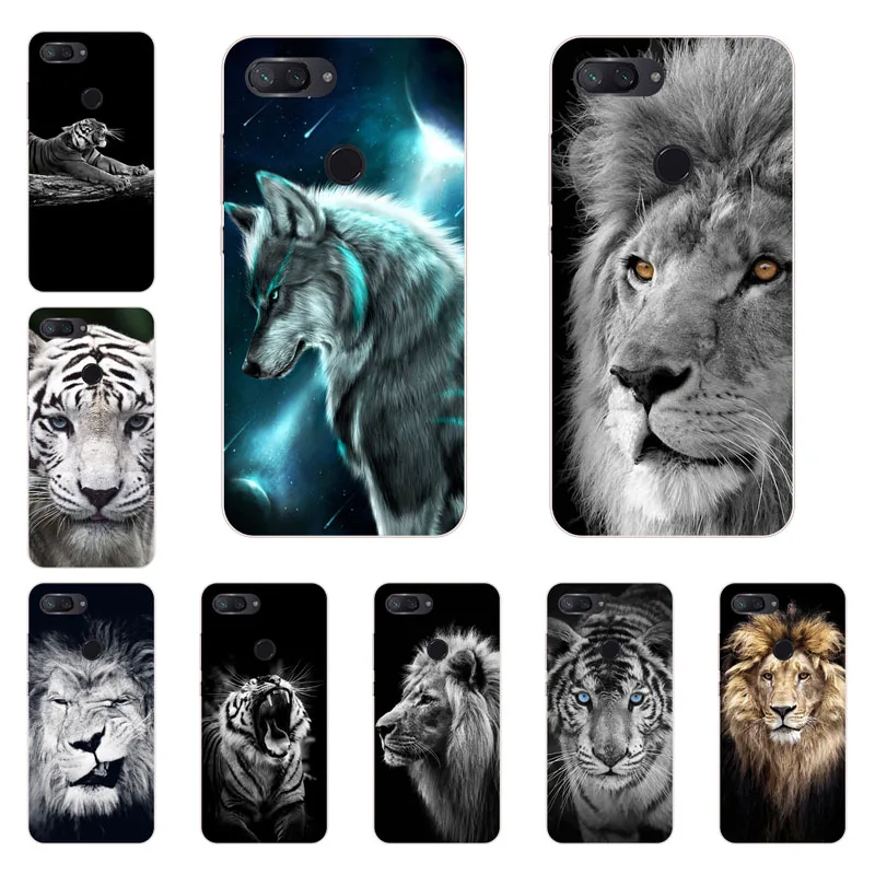 

xiaomi mi 8 lite Case,Silicon Tiger lion Painting Soft TPU Back Cover for xiaomi mi8 lite Phone protect Bags shell
