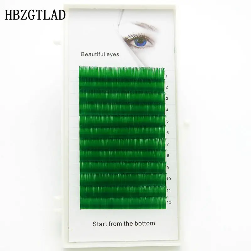 Hbzgtlad C/D curl 0,07/0,1 мм 8/15 мм Ложные ресницы зеленый индивидуальный ресниц цветные ресницы Искусственный объем и удлинение ресниц