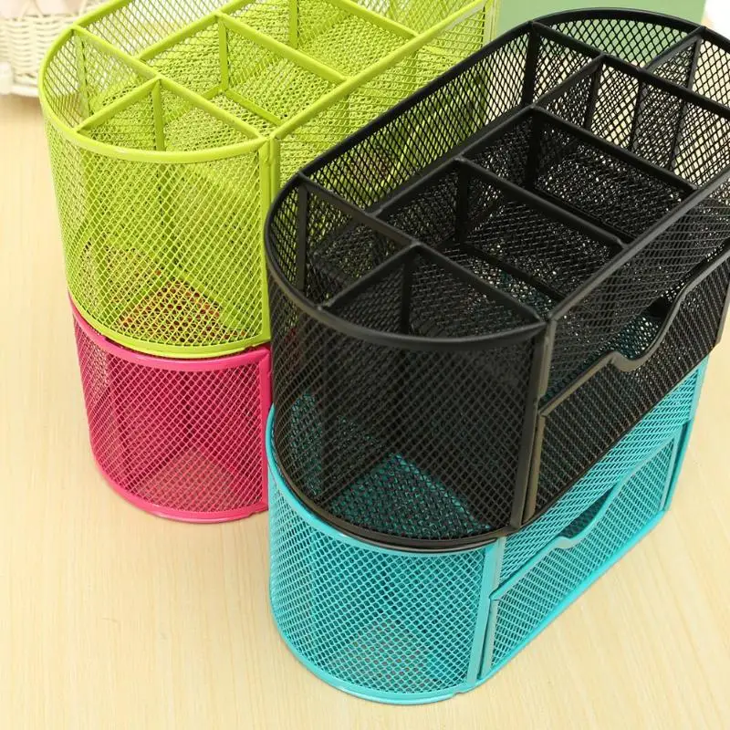 9 cells Metal Mesh Desk Organizer Desktop Storage Box Organiser For Drawer Pencil Pen Card Office Stationery Holder