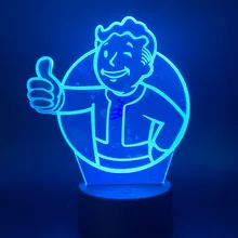 3d светодиодный ночной Светильник для игры Fallout Shelter, меняющий цвет, Ночной светильник, подарок для детей, украшение для детской спальни, настольная лампа, 3d прикроватная