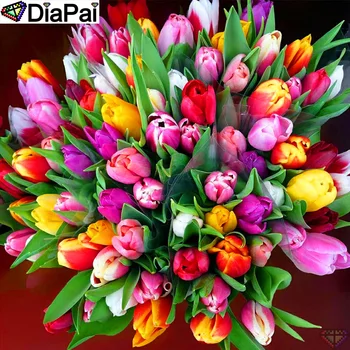 

DiaPai 100% Full Square/Round Drill 5D DIY Diamond Painting "Tulip flower" Diamond Embroidery Cross Stitch 3D Decor A19751
