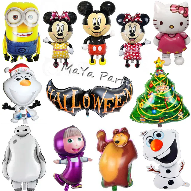 1pc Large Size Hello Kitty/Mickey Minnie/Minions/Masha Christmas Foil balloon Shape Mylar Helium Balloons Birthday Party Gift