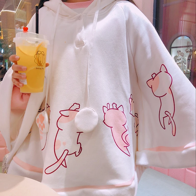 [Фото] в стиле "Лолита" симпатичная куртка-накидка в виде кошки плащ с капюшоном костюм для косплея «Лолита» Пальто-накидка для девочек Безразмерные;