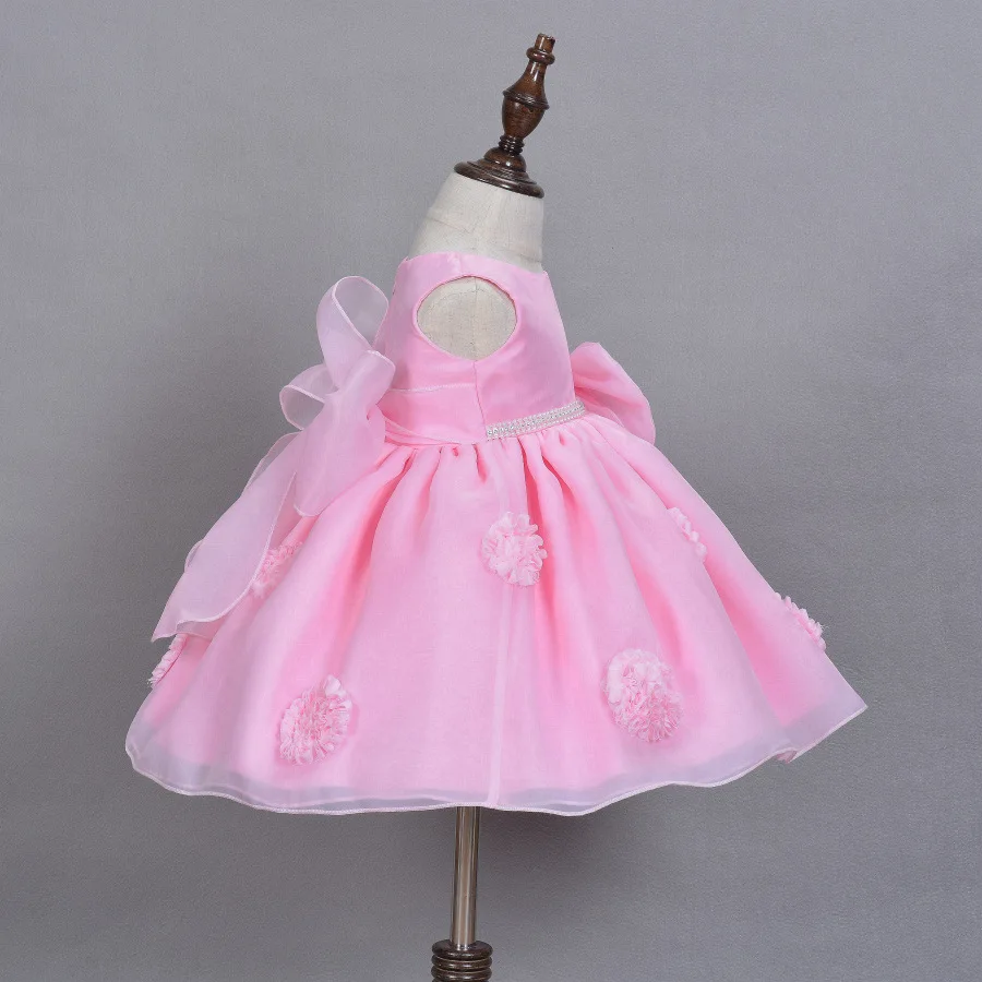 Новинка года, лидер продаж, розовое платье для маленьких девочек платья-пачки с объемной цветочной аппликацией для малышей возрастом от 1 года до 2 лет, для дня рождения