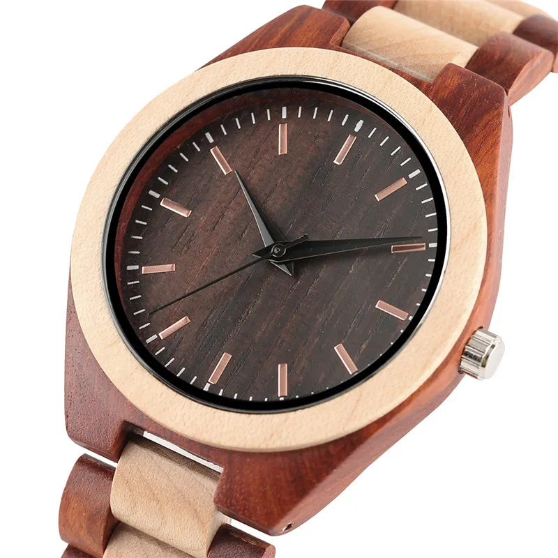 

New Arrival Full Wooden Watch for Men Simple Multicolor Design Creative Quartz Wristwatch Hand-made Wood Watchband Best Gift