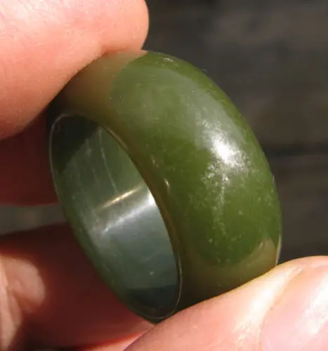 

11739 new natural deep green jade hand carved ring