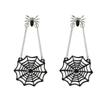 8 сезонов, серьги с подвеской в виде паутины на Хэллоуин, черные Серебристые цепи, трендовые ювелирные изделия для женщин и девушек, новинка, 1 пара