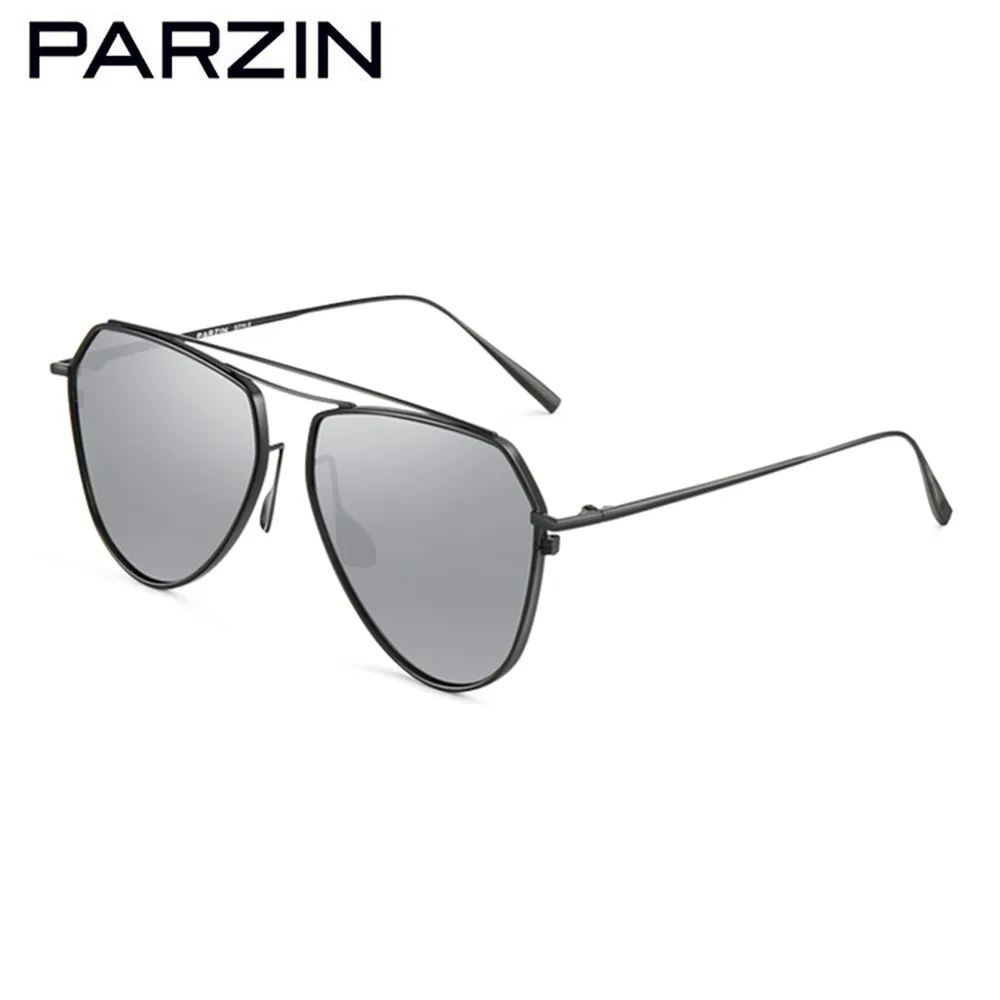 PARZIN Поляризованные Солнцезащитные Очки Женщин Старинные Пилот Женские Вождения Солнцезащитные Очки UV 400 Женские Тени+ Оригинальная Упаковочная Коробка 9735 - Цвет линз: Black silver