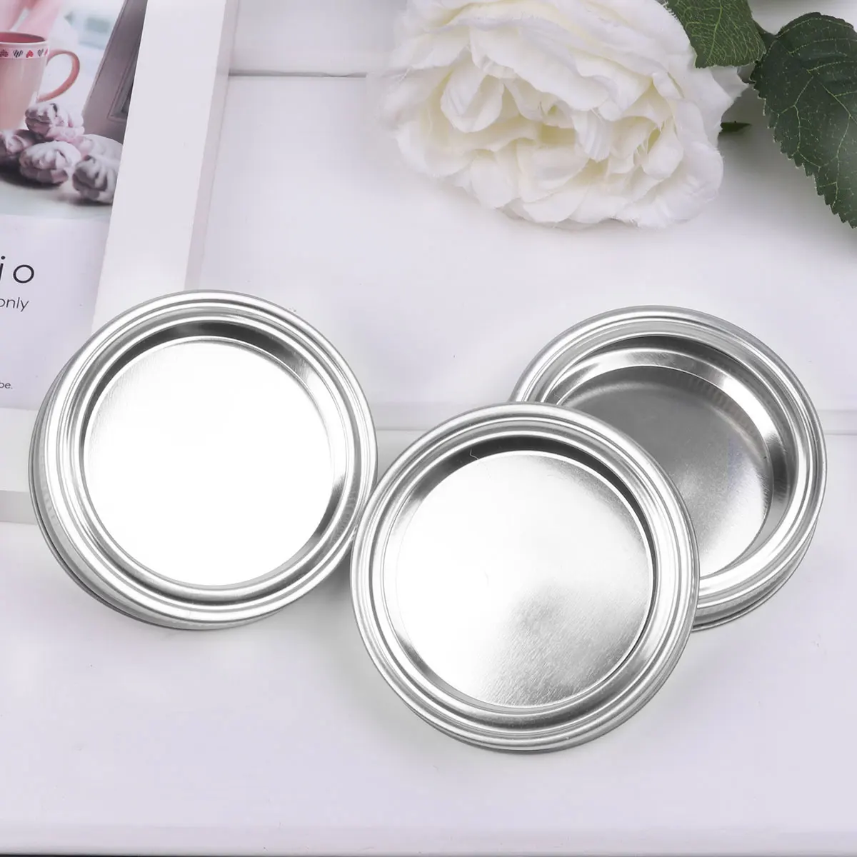 10 Regular Mouth Mason Jars Split-Type Lids Leak Proof Non Splash Sealing Caps Stainless Steel Metal Drinking Jar Canning Covers