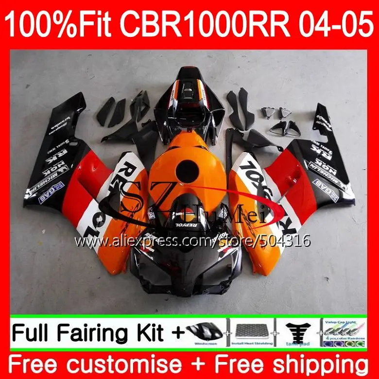 

Injection Body For HONDA CBR 1000RR Repsol black CBR1000 RR 04-05 58SH19 CBR1000RR 04 05 CBR 1000 RR 2004 2005 OEM Fairings kit