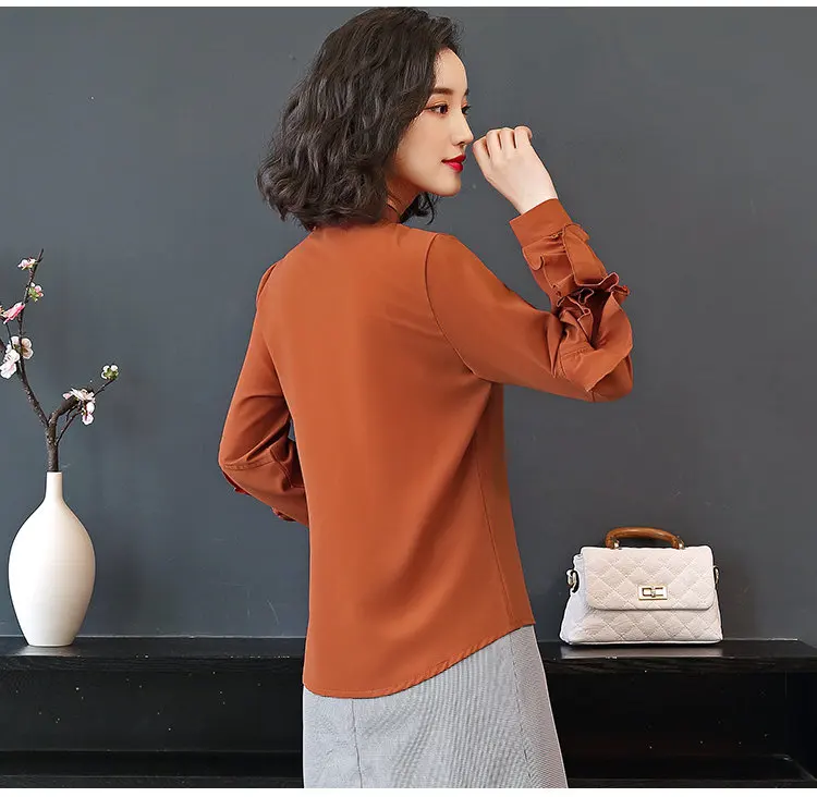 2019 New Elegant Autumn Tops Women Long Sleeve Ruffle Blouse Work Wear Office Shirts Plus Size Chiffon Blusas Mujer Moda (12)
