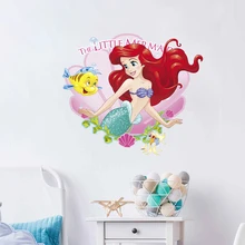 Little Mermaid Disney Cartoon Princess Wall Stickers For Bathroom Home Decoration 3D PVC Poster Kids Rooms Wall Art Decals