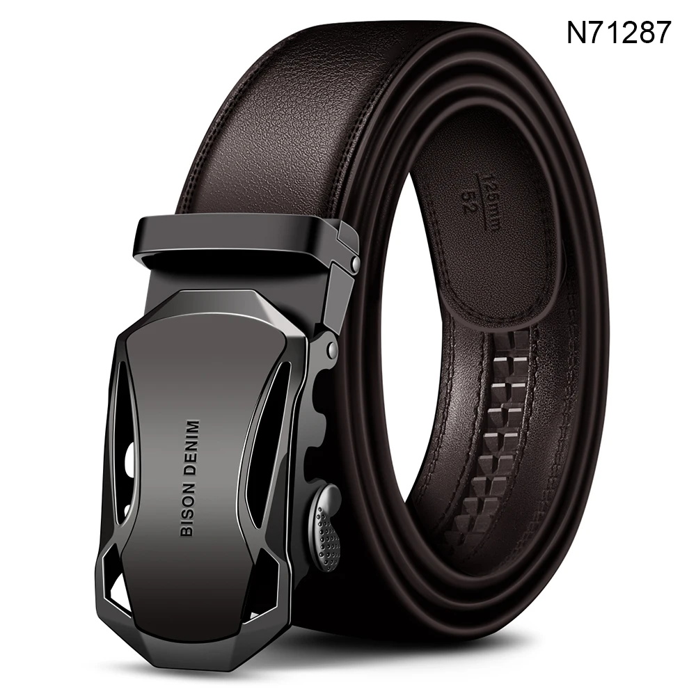 N71287 BISON DENIM мужской ремень из коровьей кожи, брендовые модные ремни с автоматической пряжкой, черные ремни из натуральной кожи для мужчин, ширина 3,4 см, N71314 - Цвет: N71287