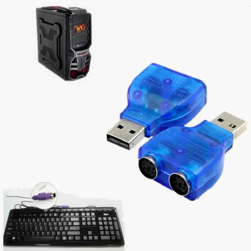 Slim USB 2.0 to PS/2 adapter dongle To use your PS/2 Keyboard/Mouse a USB port computer Drop Shipping