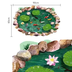 60*90 см Новинка водостойкие съемные Золотая рыбка Лотос наклейка Fishpond милые напольные наклейки гостиная дома декоративные обои