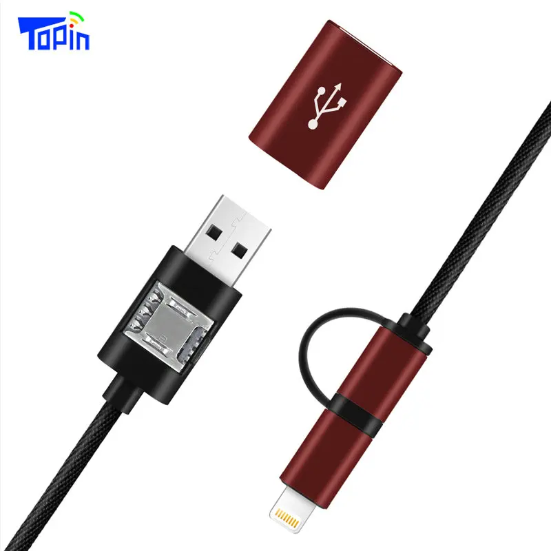 Micro-USB Lightning 2in1 Data Charging Cable GPS Tracker Wifi LBS Remote Tracking Voice Monitor for