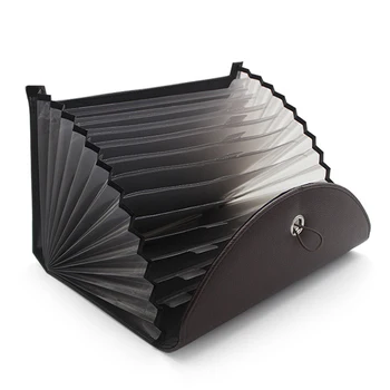 

HOT-Expandable Portable Briefcase PU Leather Business File Organizer Bag A4 and Letter Size 13 Pockets