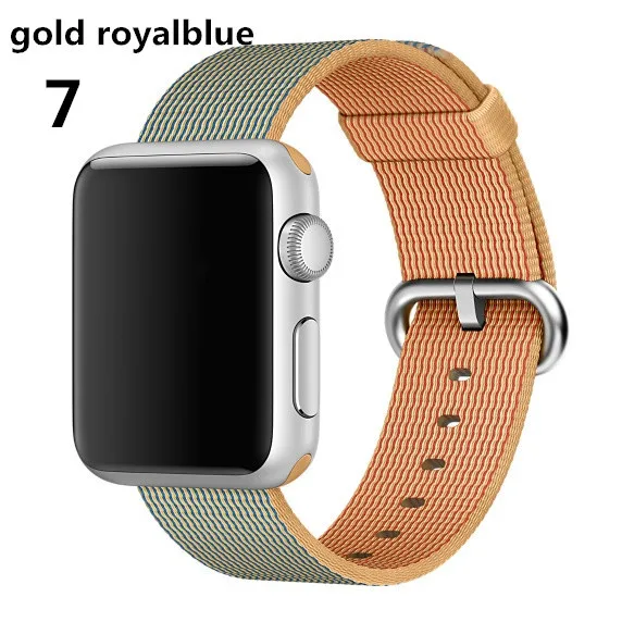 Нейлоновый ремешок для Apple Watch 42 мм 38 мм iWatch 4 ремешка 44 мм 40 мм тканый нейлоновый ремешок для часов браслет для Apple watch 4 3 2 1 - Цвет ремешка: gold royalblue7