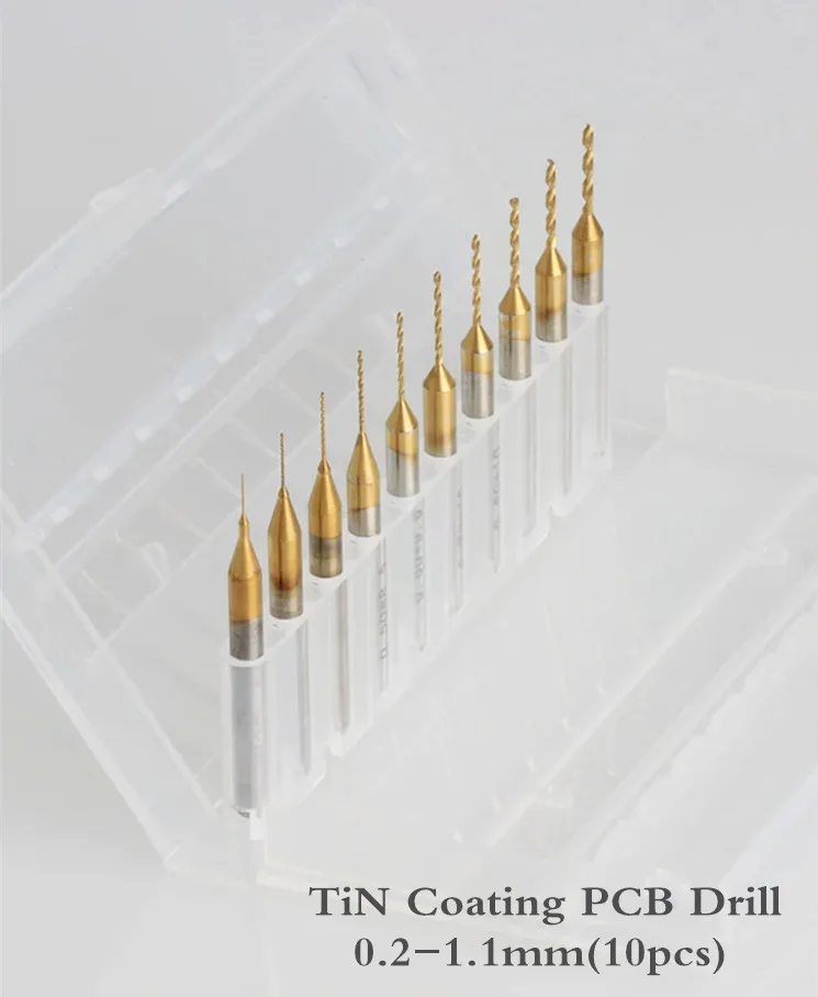 

0.2-1.1mm,10pcs/box,Freeshipping CNC Drill Bit,Micro PCB Board drill,TiN coated drill bit,tungsten drill,Smooth chip removal