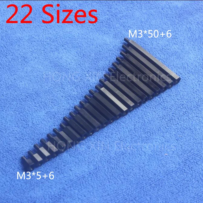 M3 * 25 + 6 1 шт. черный нейлон противостояние Spacer Стандартный Male Female мм комплект