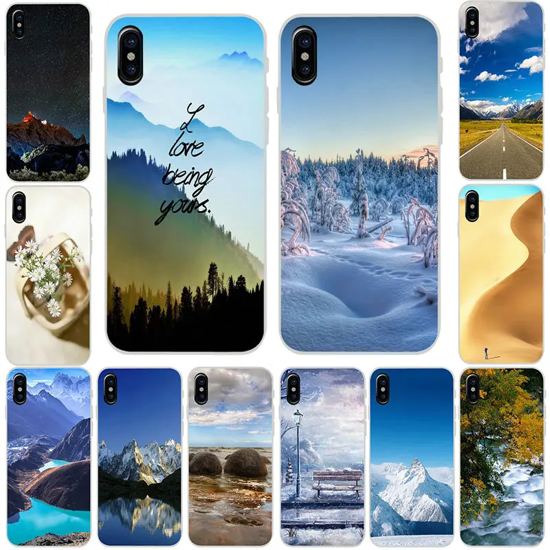 

Beautiful Scenery Snow Mountain Sea For iPhone 7 7 Plus 6 6S Plus 8 Plus X XR XS Max 5 5S 5C SE 4 4S Soft TPU Mobile Phone Cases
