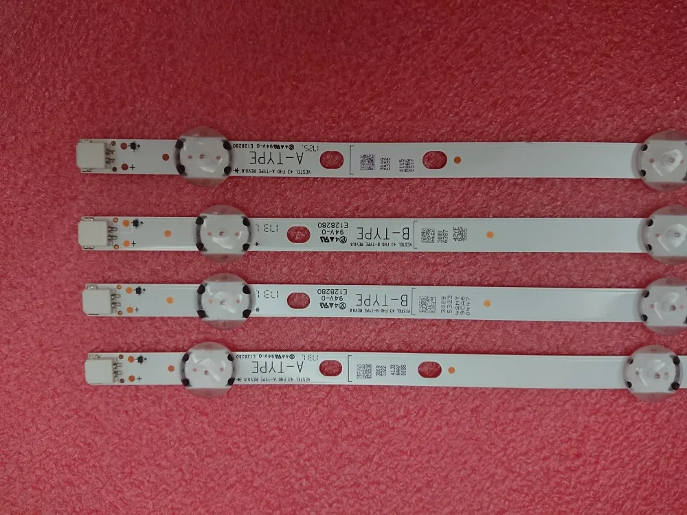 Новый комплект 4 шт. 7LED 820 мм Светодиодная подсветка полоса для VESTEL 43 FHD A B TYPE TX 43E303E