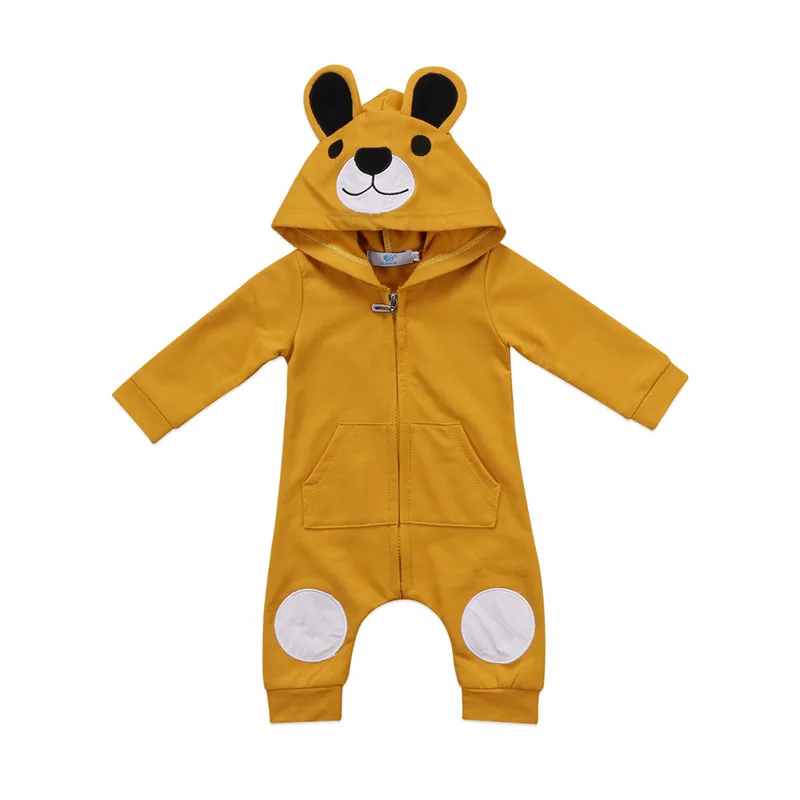

Emmababy Newborn Kids Baby boy girl bear yellow gray long sleeve warm cotton 3D Ear Rompers Clothes Girl Boy Playsuit Romper