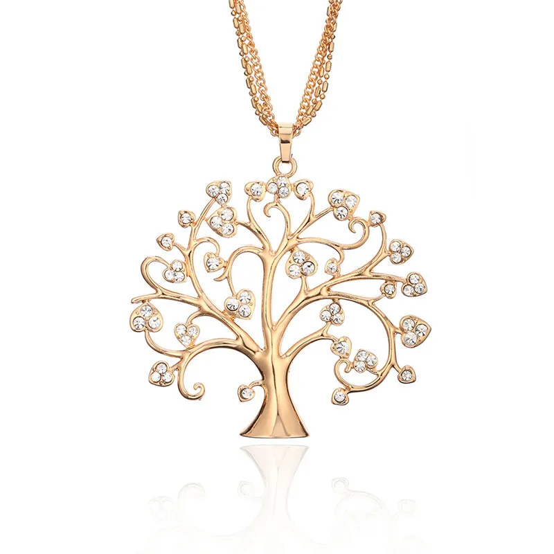 Ожерелье с подвеской Дерево жизни женские ювелирные изделия мода CZ Кристалл серебро Роза заявка на цвет золота ожерелье s& Подвески - Окраска металла: Gold Color
